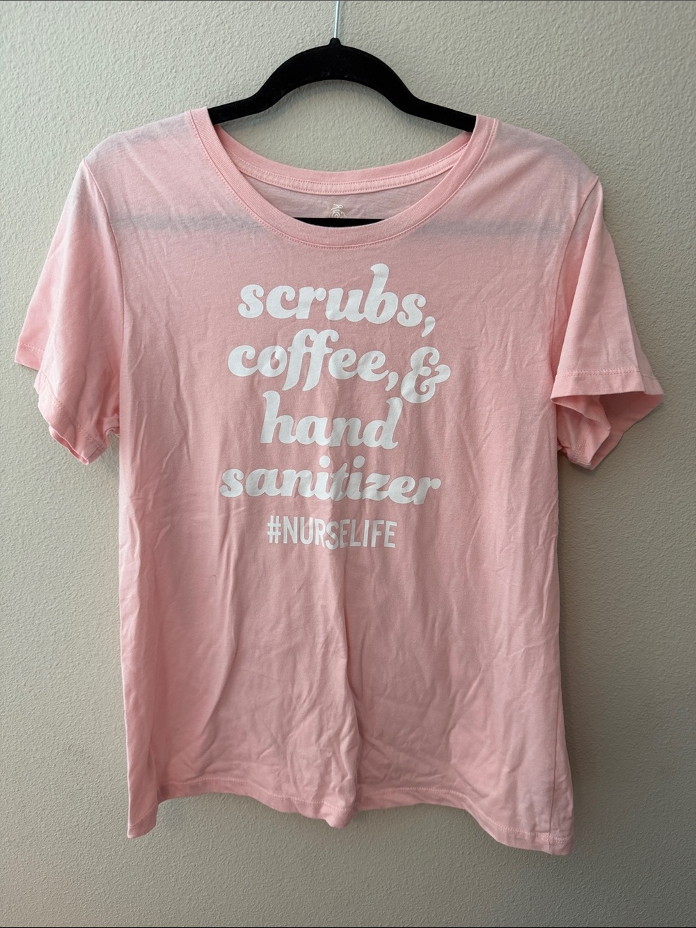 Pink Graphic Tee with White Script Logo - PositiveTees